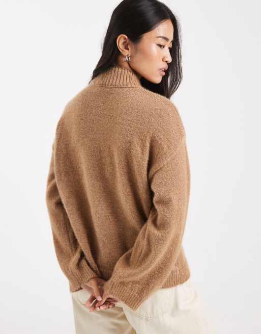 ASOS DESIGN - Maglione squadrato accollato color moka soffice, 4 di 4