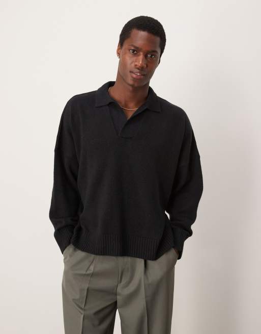ASOS DESIGN - Maglione super oversize squadrato blu navy con intaglio sul collo