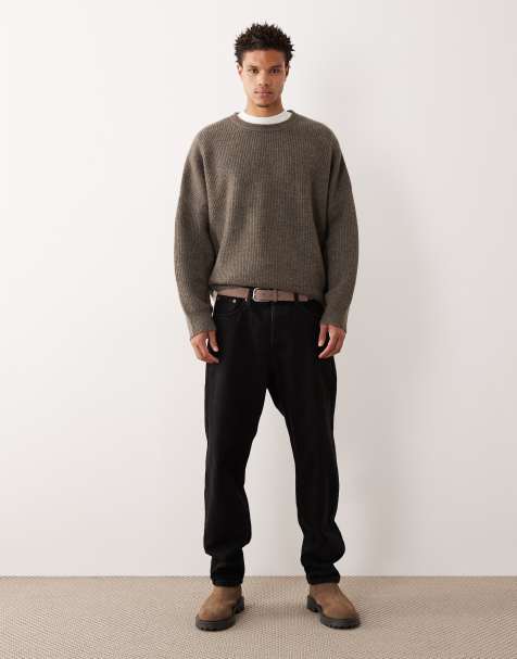 ASOS DESIGN - Maglione super oversize squadrato lavorato a coste inglesi marrone mélange - view 1