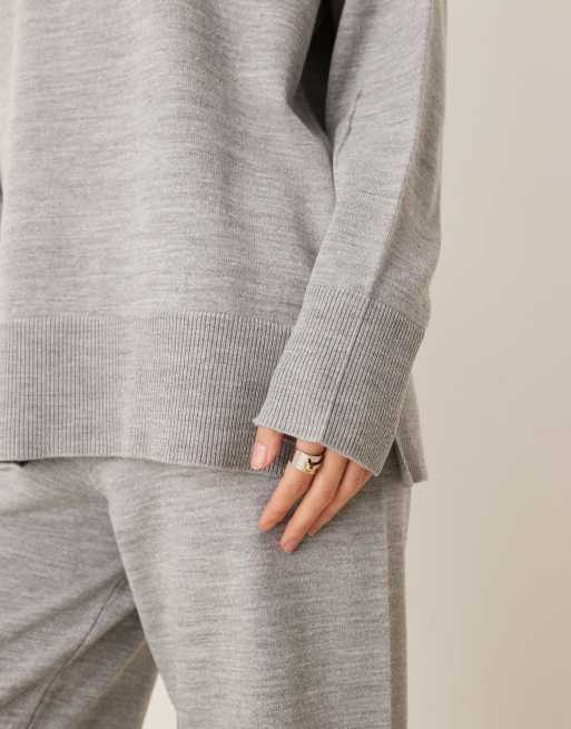 ASOS DESIGN - Maglione taglio lungo strutturato grigio con cuciture a vista, 3 di 4