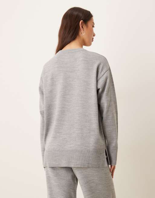 ASOS DESIGN - Maglione taglio lungo strutturato grigio con cuciture a vista, 4 di 4