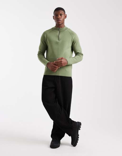 ASOS DESIGN - Maglione verde con zip corta, 2 di 5