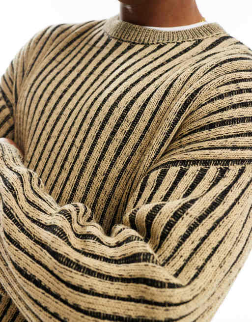 ASOS DESIGN - Maglione vestibilità comoda color pietra a coste, 2 di 4