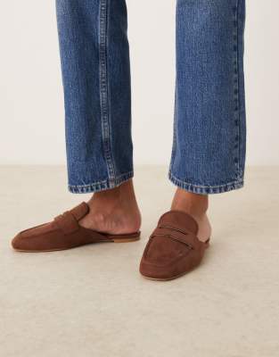 Asos Design Magnet Loafer Mules In Brown