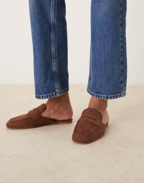 ASOS DESIGN Magnet loafer mules in tan suedette - view 1
