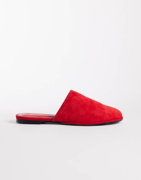 ASOS DESIGN Magnolia premium suede mules in red - view 1