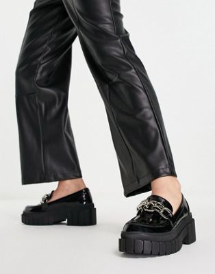 ASOS DESIGN Magnum super chunky chain loafers in black - ASOS Price Checker