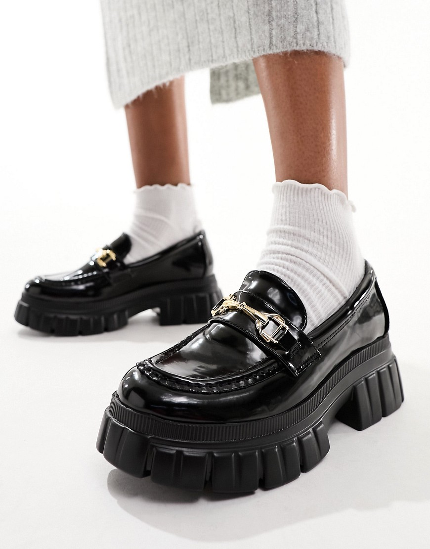 ASOS DESIGN Magnus chunky loafers in black patent