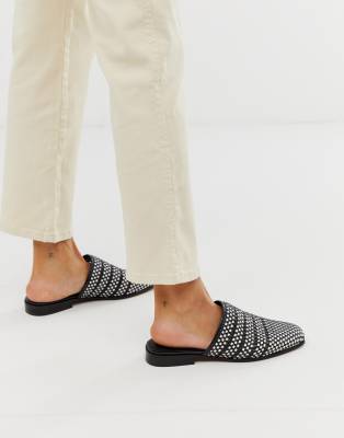 leather weave mules