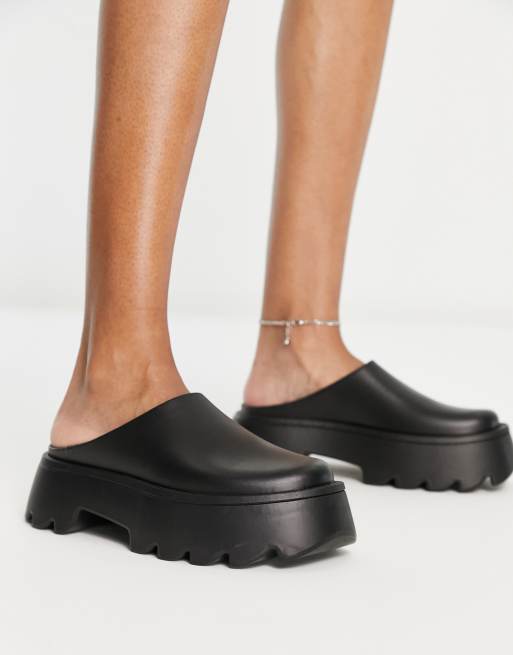 ASOS DESIGN – Mai Tai – Svarta grova skor plast med öppen häl – BLACK