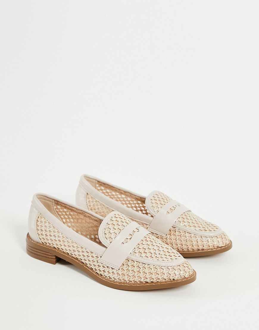 ASOS DESIGN Mail loafers in natural fabrication-Neutral