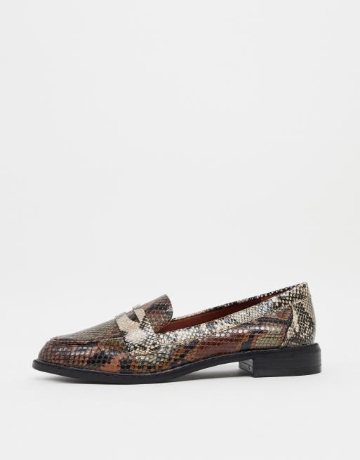 ASOS DESIGN Mail loafers in snake | ASOS