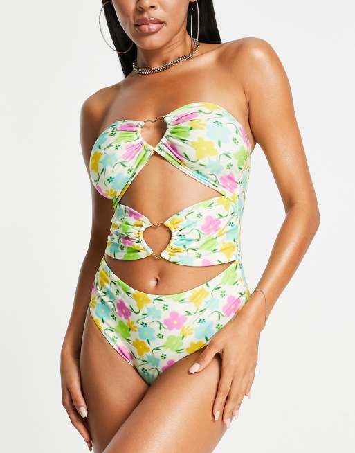 ASOS DESIGN Maillot 1 pi ce d coupes et anneaux en c ur avec