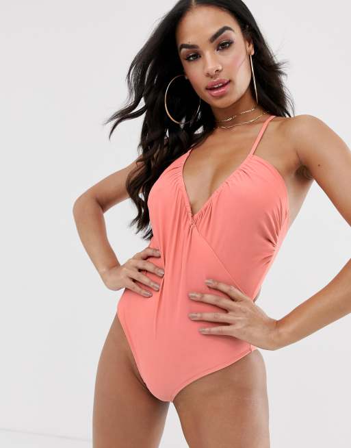 ASOS DESIGN Maillot de bain pr s du corps avec dos drap et