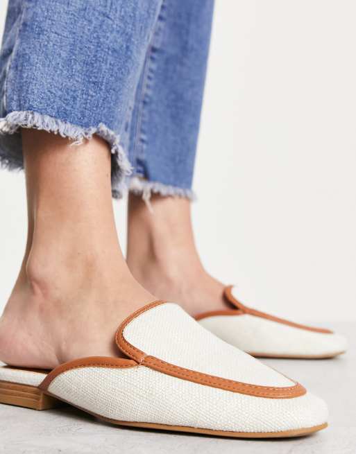 ASOS DESIGN Main Street Flache Mules aus naturlichem Material ASOS