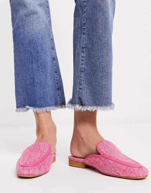 Pink store mules flat