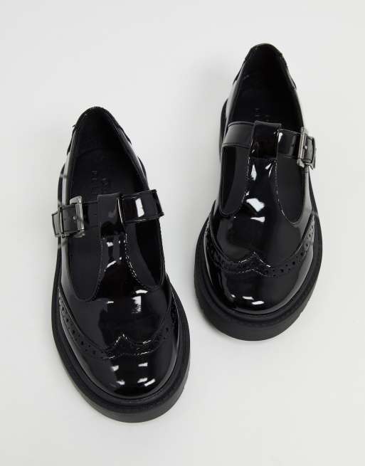 ASOS DESIGN Maisie Chaussures plates et chunky style babies Noir verni