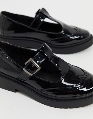 Femme DESIGN - Maisie - Chaussures plates et chunky style babies - Noir verni