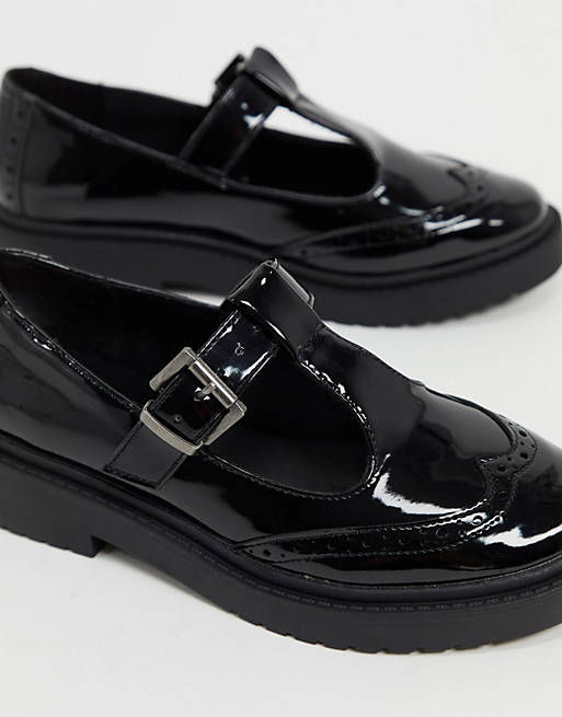  Flat Shoes/Maisie chunky mary-jane flat shoes in black patent 