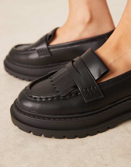 ASOS DESIGN Majesty chunky fringe loafer in black ASOS