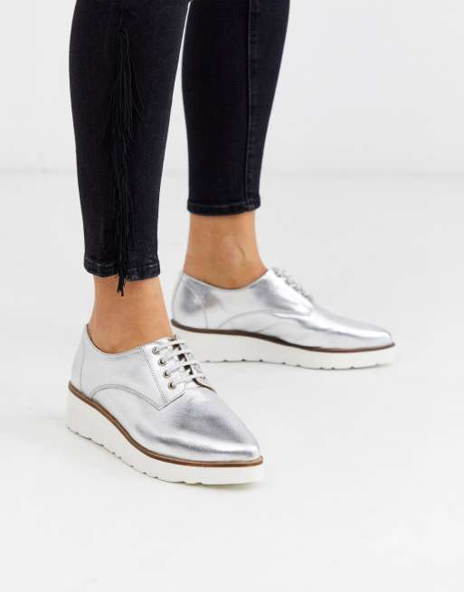 Silver lace hot sale up sneakers