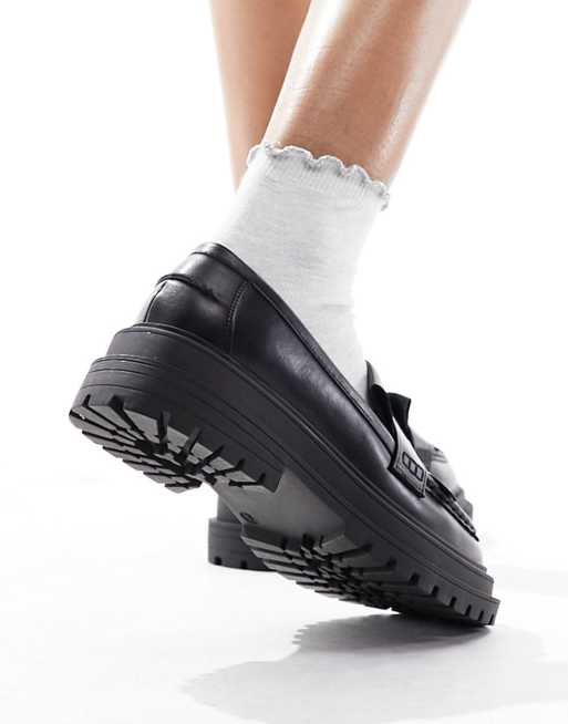 ASOS DESIGN Majesty Mocassins chunky a franges Noir