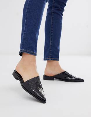 black croc mules