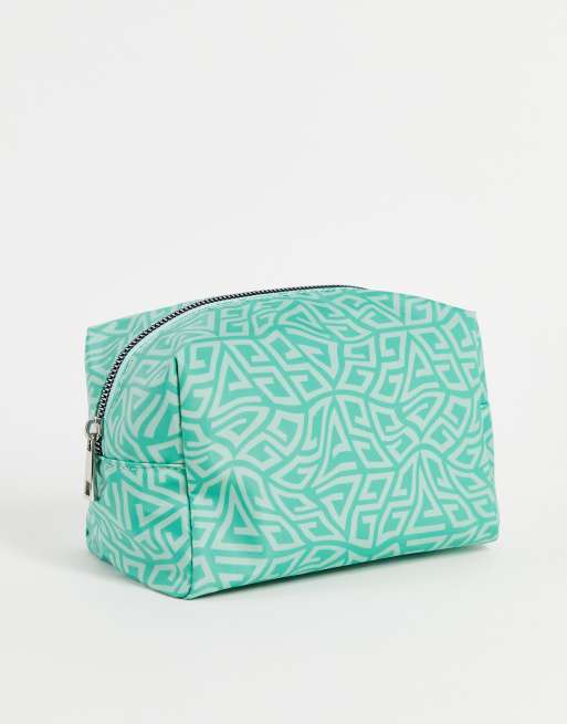 ASOS DESIGN - Make-uptasje met monogramprint in groen 