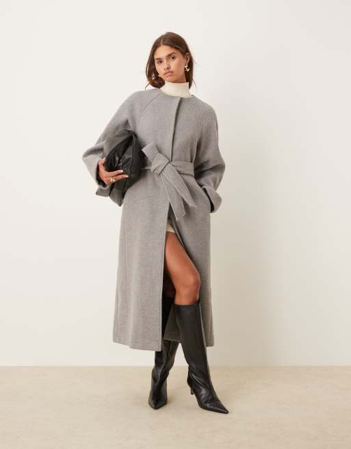 ASOS DESIGN - Makkelijke oversized jas zonder kraag in grijs