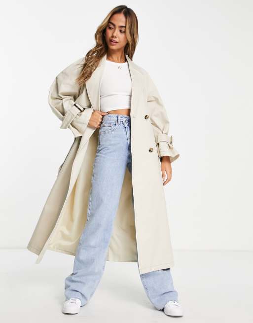 ASOS DESIGN - Makkelijke trenchcoat in naturel