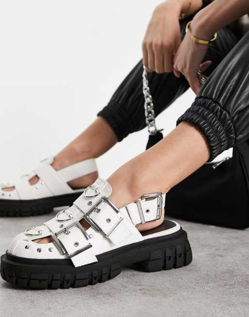 ASOS DESIGN - Mako - Viseerschoenen met dikke zool en gespdetail in wit
