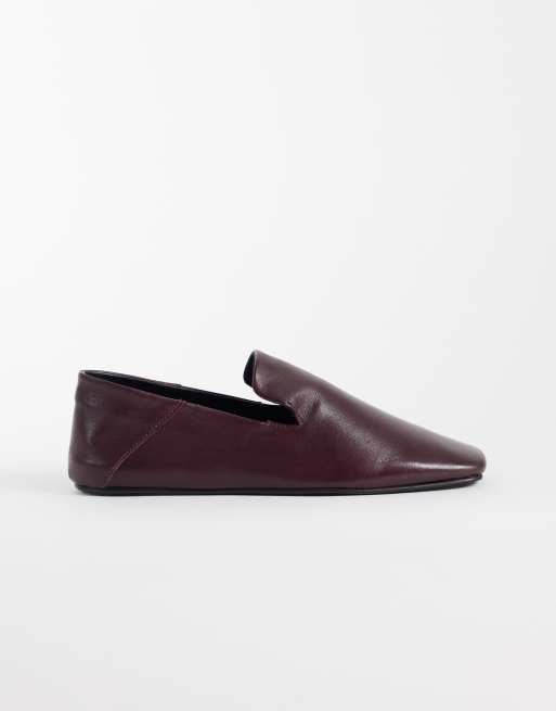ASOS DESIGN Malachi buty typu slipper ze skóry w kolorze bordowym, 1 z 4