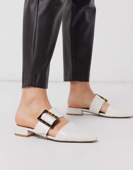 ASOS DESIGN Malta flat mules in bone croc ASOS