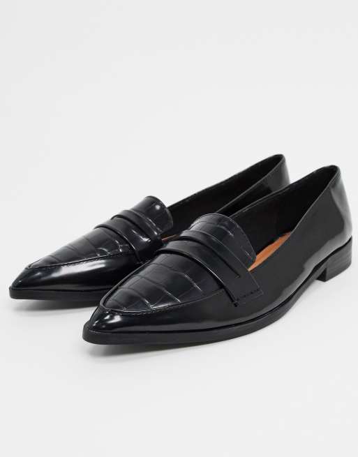 ASOS DESIGN Maltby pointed loafers in black croc ASOS