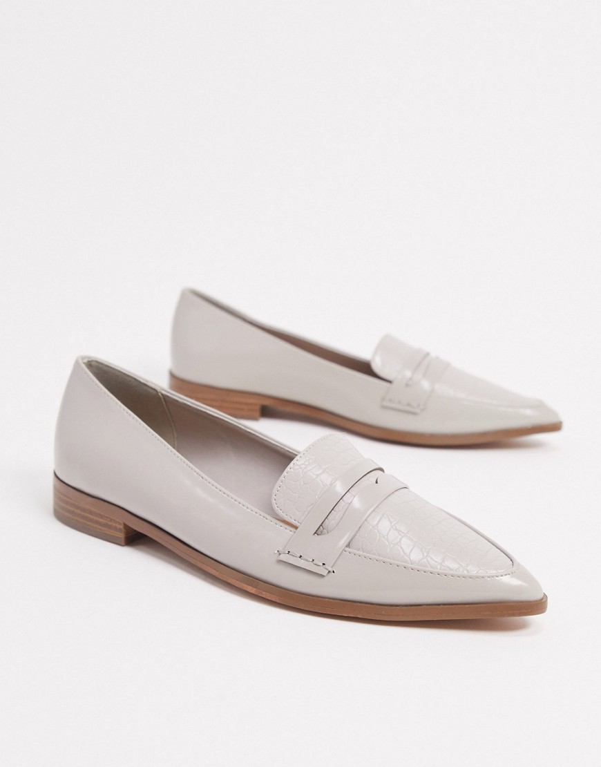 ASOS DESIGN Maltby pointed loafers in gray croc