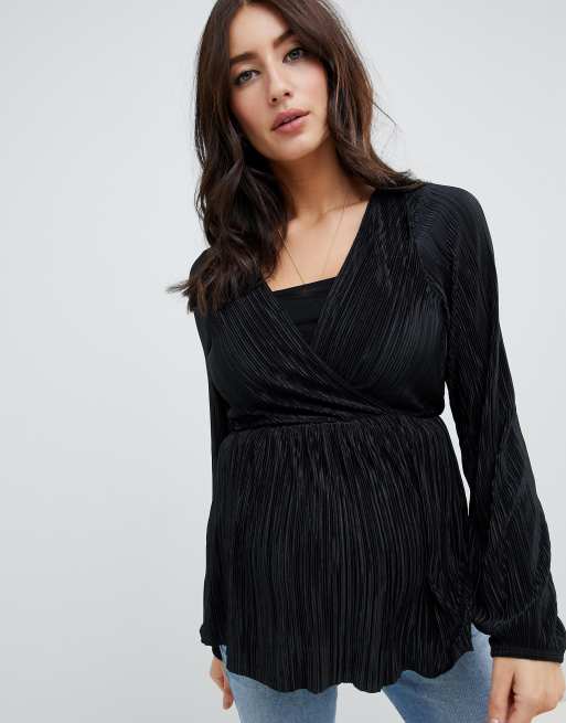 ASOS DESIGN – Mammakläder – Plisserad amningstopp med peplum