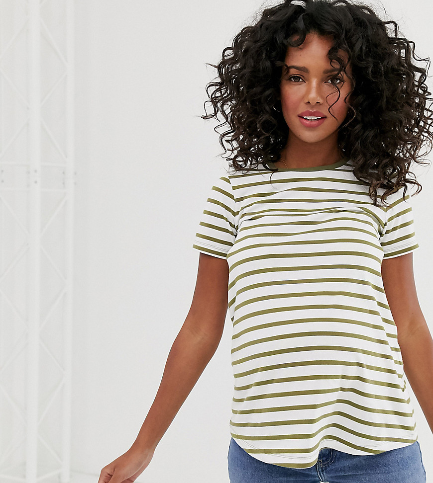 ASOS DESIGN – Mammakläder – Randig t-shirt med rund halsringning-Flerfärgad