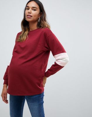 ASOS DESIGN – Mammakläder – Sweatshirt med färgblock-Flerfärgad