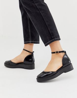 ASOS DESIGN Mamza chunky flat shoes in black | ASOS