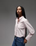 [ASOS DESIGN] ASOS DESIGN mandarin collar boxy fit shirt in pale lilac-Pink XS Pale lilac