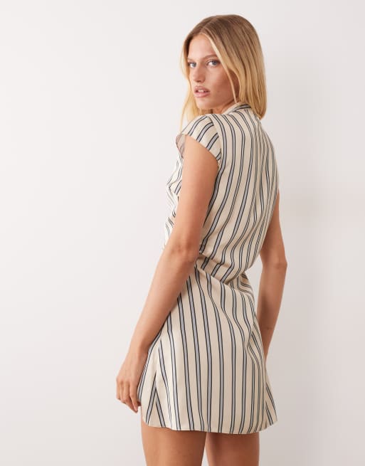 ASOS DESIGN mandarin collar mini dress in stripe, 4 of 4