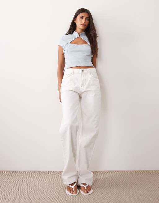 ASOS DESIGN mandarin collar top in gray, 3 of 4