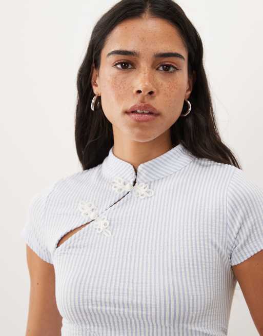 ASOS DESIGN mandarin style cap sleeve top, 4 of 4