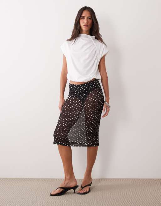 ASOS DESIGN mandarin style collar with gathering top in ecru, 2 of 4