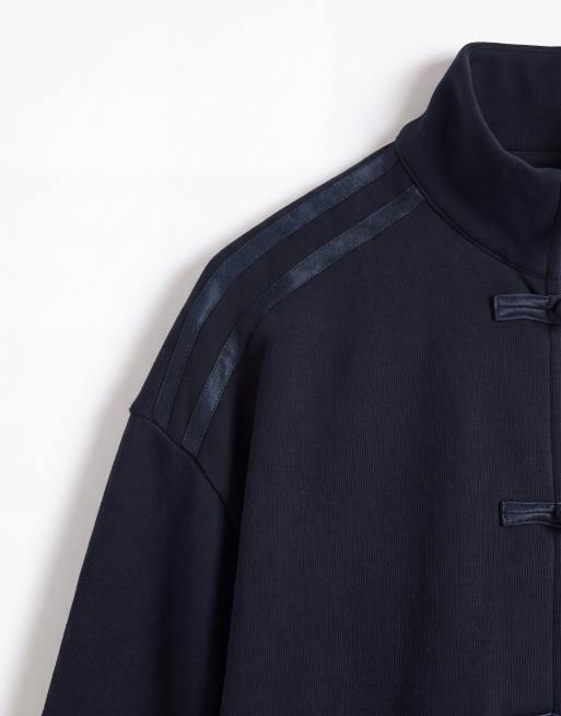 ASOS DESIGN mandarinjacka med satinband set i navy, 7 av 8