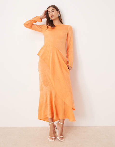 ASOS DESIGN frill tiered maxi dress in tangerine