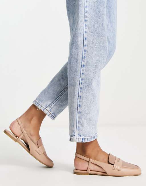 Fjerde Indien spole ASOS DESIGN Manifest slingback loafer in beige | ASOS