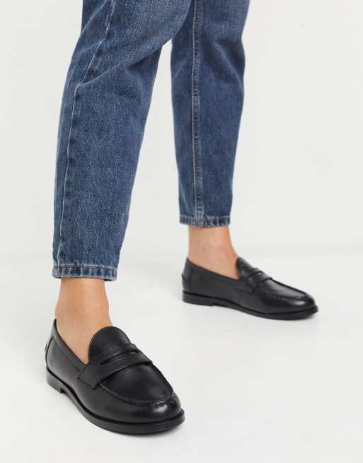 asos design mulled chunky loafers in black