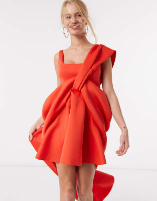 red mini skater dress