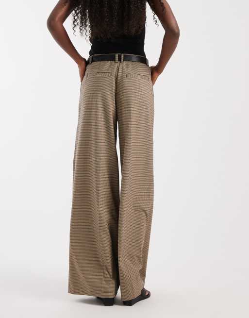 ASOS DESIGN - Mannelijke broek met lage taille in beige pied-de-poule, 3 van 5